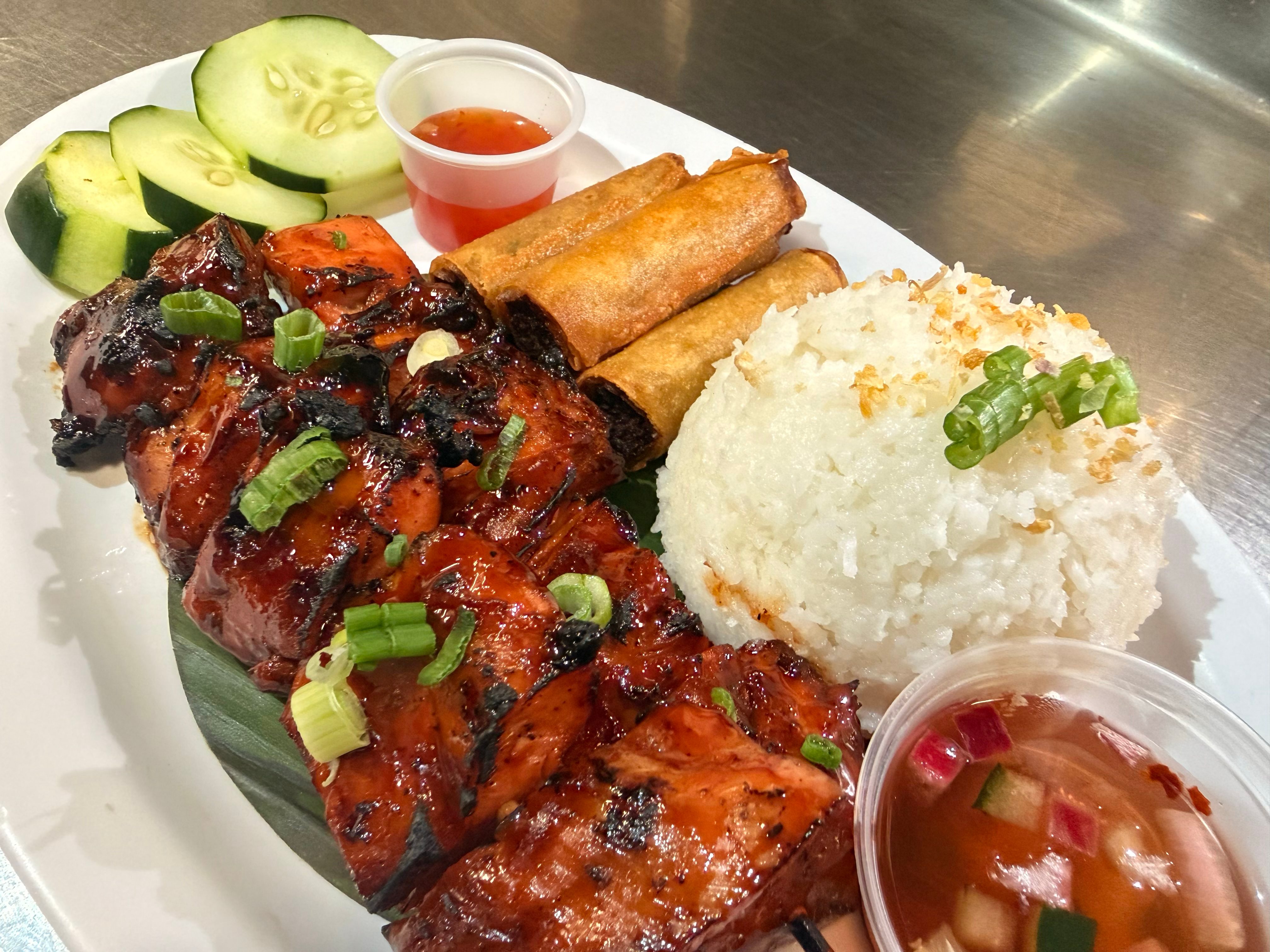 Chicken BBQ plate.