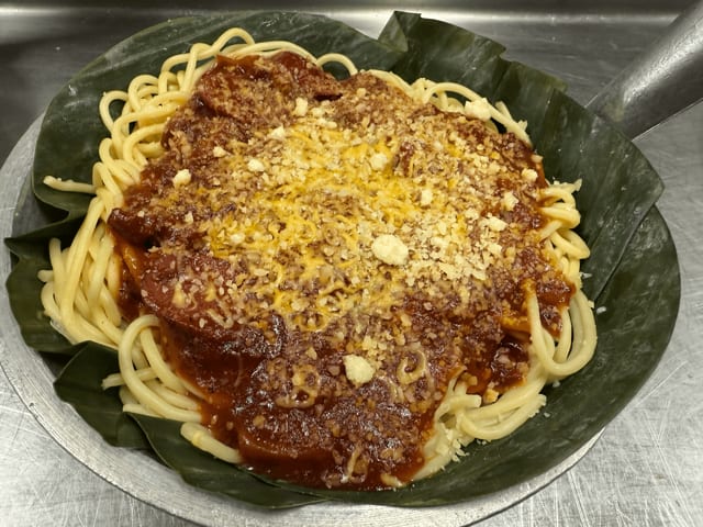 Spaghetti Plate (Filipino style).